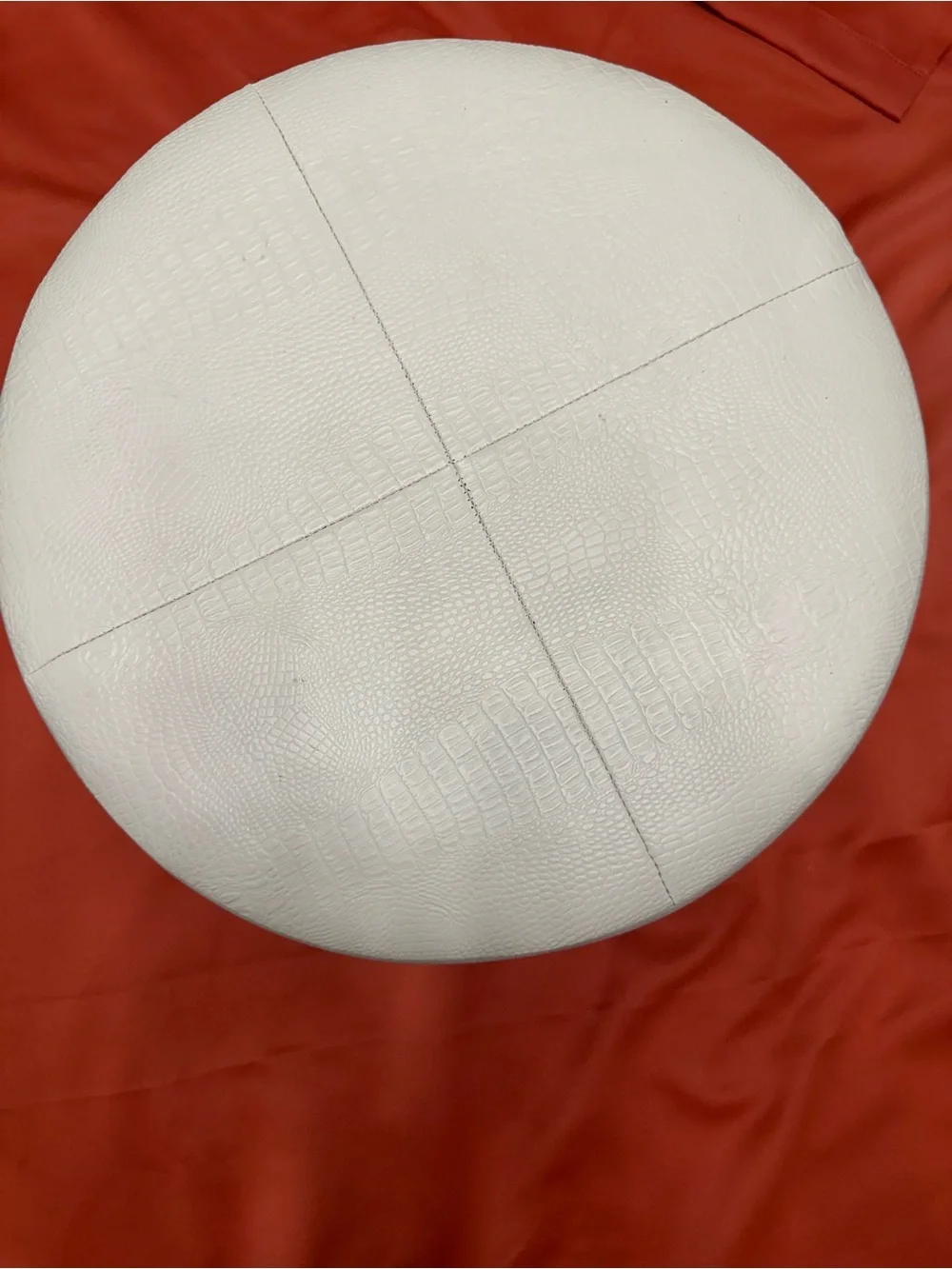 Ottoman, Cream Croc-Embossed Round Ottoman Stool - Home Accents